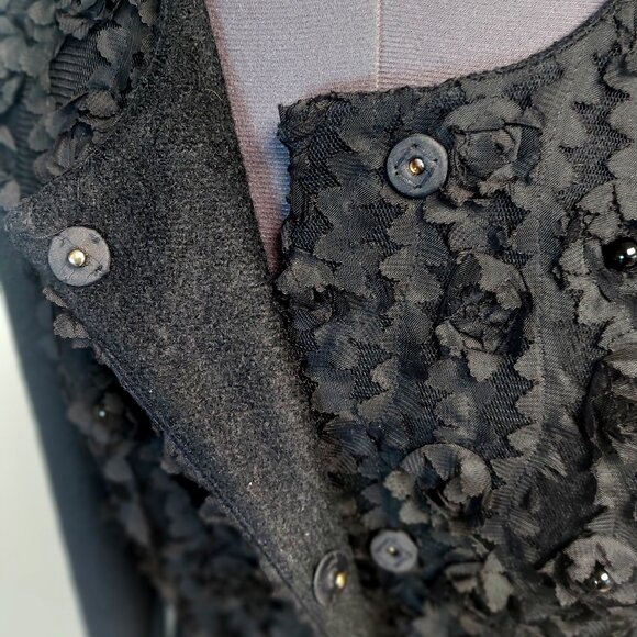 Vintage Black Wool and Netting Coat - Size S - Picture 7 of 8
